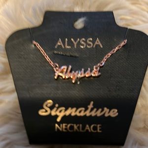 Alyssa rose, gold colored name, necklace